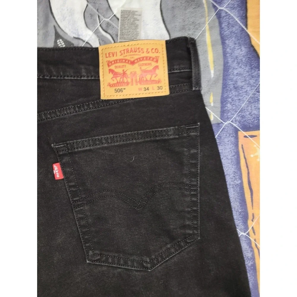 Levi's 506 Jeans Men's‎ 34x30 (34x28) Black Straight Leg Denim Pants